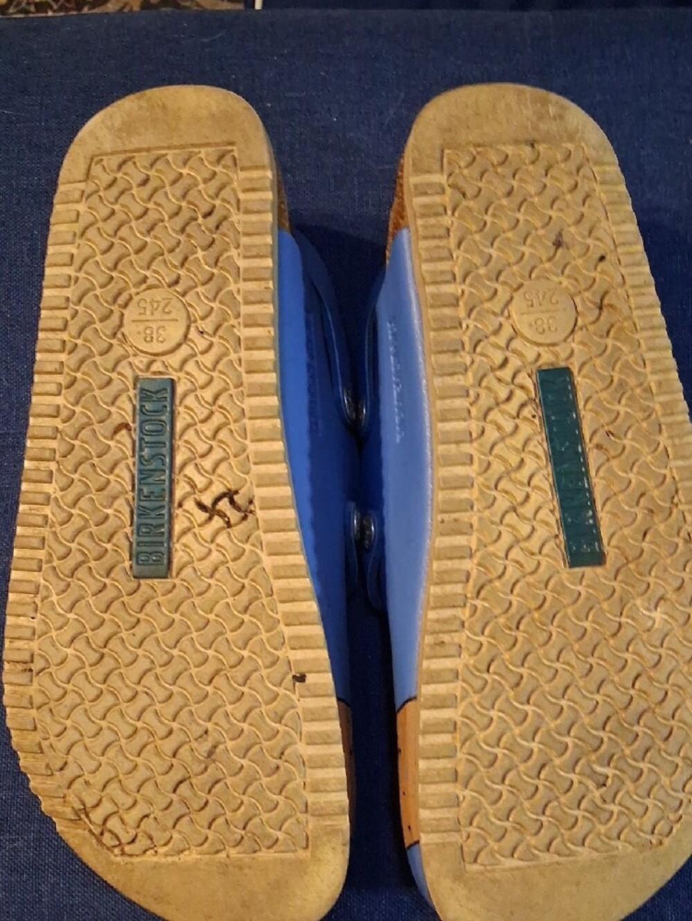 Birkenstock Blue Womens Slip-On Sandals with Dog Graphic - Picture 3 of 4